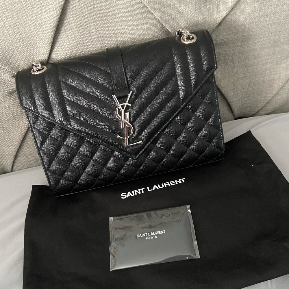 YSL Monogram Envelope Medium Tri Quilted Bag